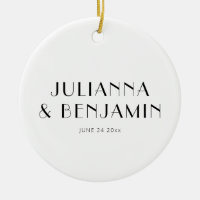 Custom Art Deco Black White Newlywed Name Keepsake