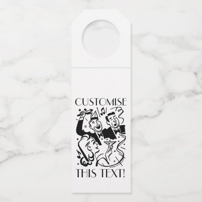 Custom Art Deco Cocktail Party Bottle Tag (Front)