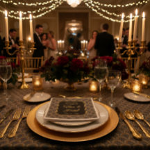 Custom Art Deco Embroidered-Style Wedding Napkins