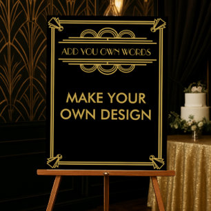 custom Art Deco Gatsby 1920s black and gold sign