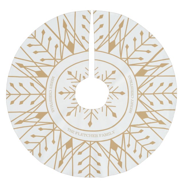 Custom Art Deco Snowflake Holiday Tree Skirt (Front)