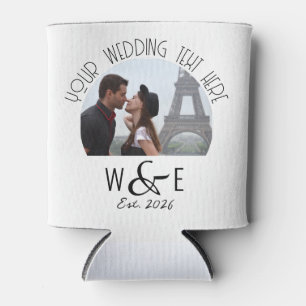 Custom Art Deco Text Can Cooler Wedding Favours