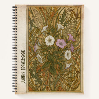 Custom Art Nouveau Petunia Vintage Botanical Notebook