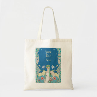 Custom Art Nouveau Vintage Blue Lady Archway  Tote Bag