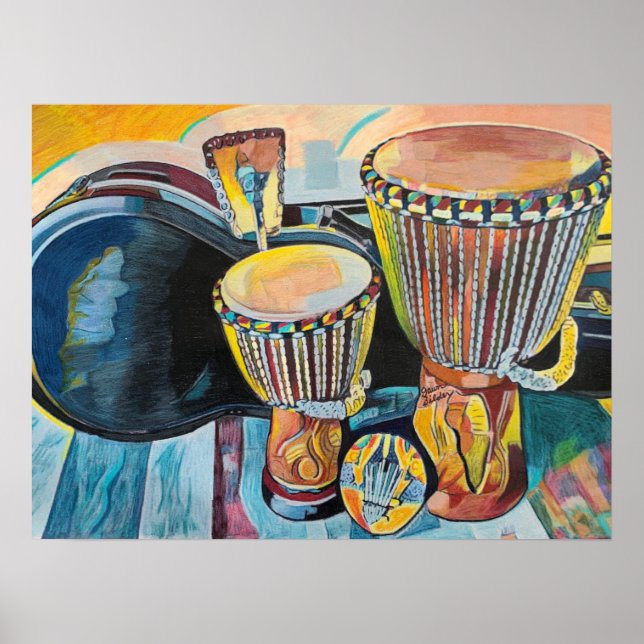 Custom Art With Djembes Poster (Front)