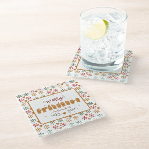 Custom ASL Merry Christmas Gingerbread Hands Glass Coaster