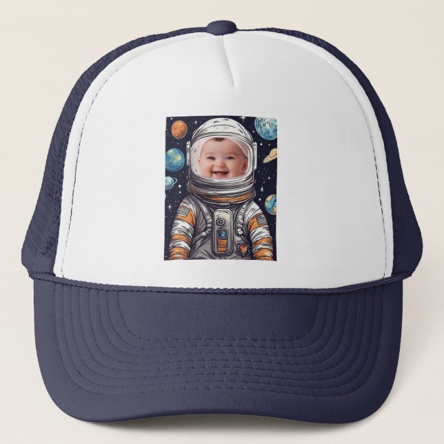 Custom Astronaut Cutout Photo Personalised  Trucker Hat (Front)