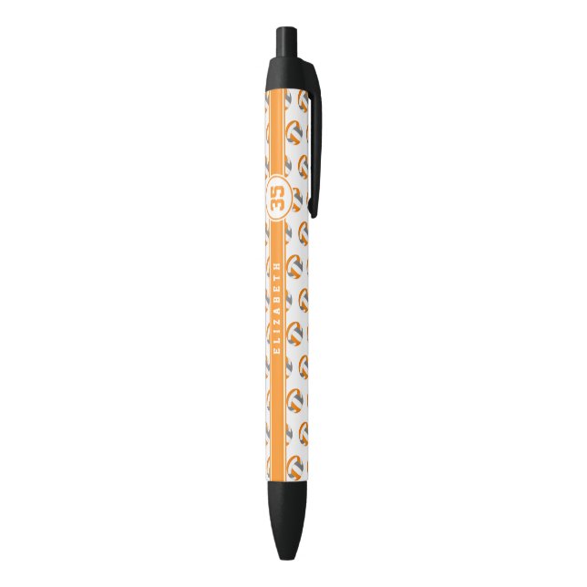 custom athlete name orange grey volleyballs black ink pen (Bottom (Vertical))