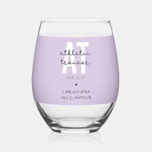 Custom Athletic Trainer AT athletic training Stemless Wine Glass