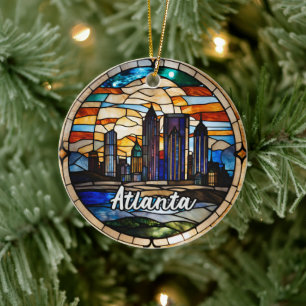 Custom Atlanta Skyline  Ceramic Ornament