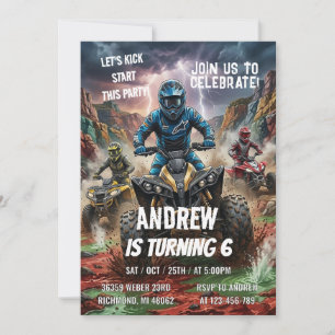 Custom ATV Quad Bike birhtday Party Invitation 