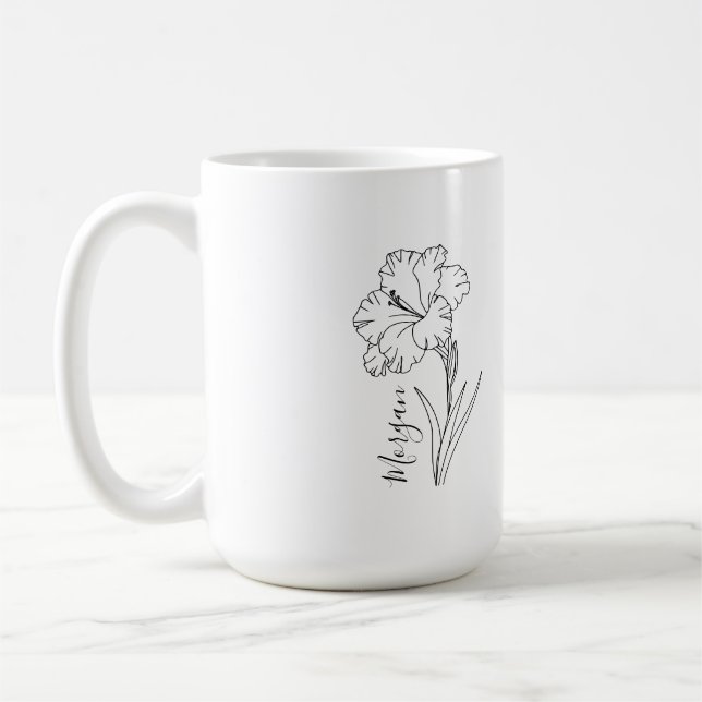 Custom August Gladiolus Birth Flower Gift for Birt Coffee Mug (Left)