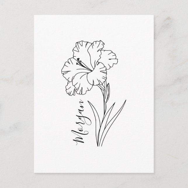 Custom August Gladiolus Birth Flower Gift for Birt Postcard (Front)