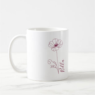 Custom August Poppy Birth Flower Gift for Birthday Coffee Mug