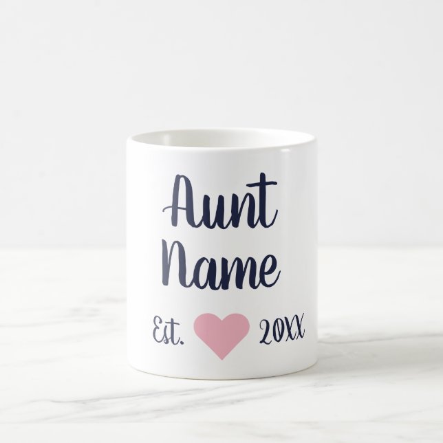 Custom Aunt Established Navy & Pink Mug (Center)