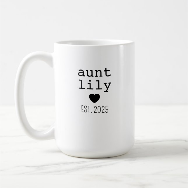 Custom Aunt Name Mug, Aunt Birthday Gift, Est 2025 Coffee Mug (Left)