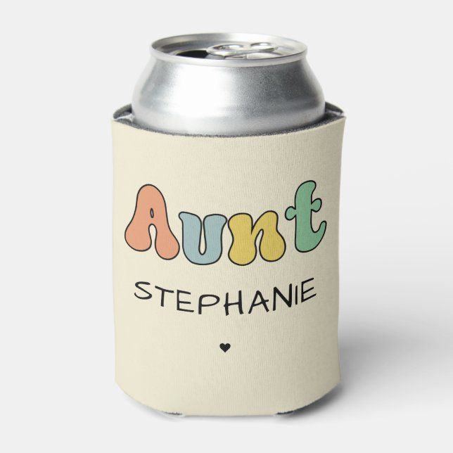 Custom Aunt Retro Gift | Auntie Personalised Can Cooler (Can Front)