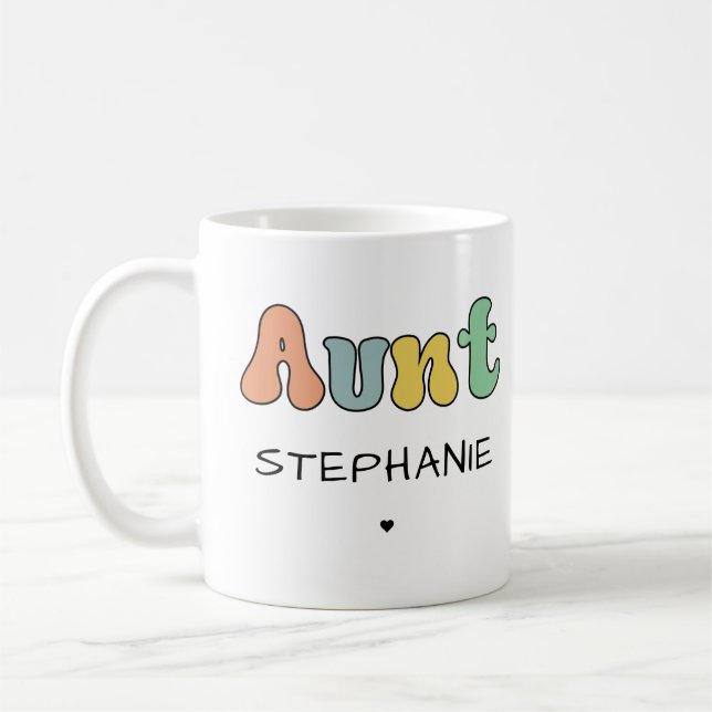 Custom Aunt Retro Gift | Auntie Personalised Coffee Mug (Left)