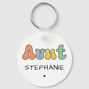 Custom Aunt Retro Gift   Auntie Personalised Key Ring