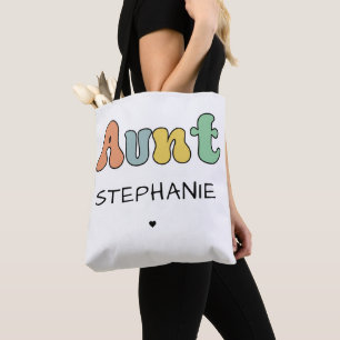 Custom Aunt Retro Gift   Auntie Personalised Tote Bag