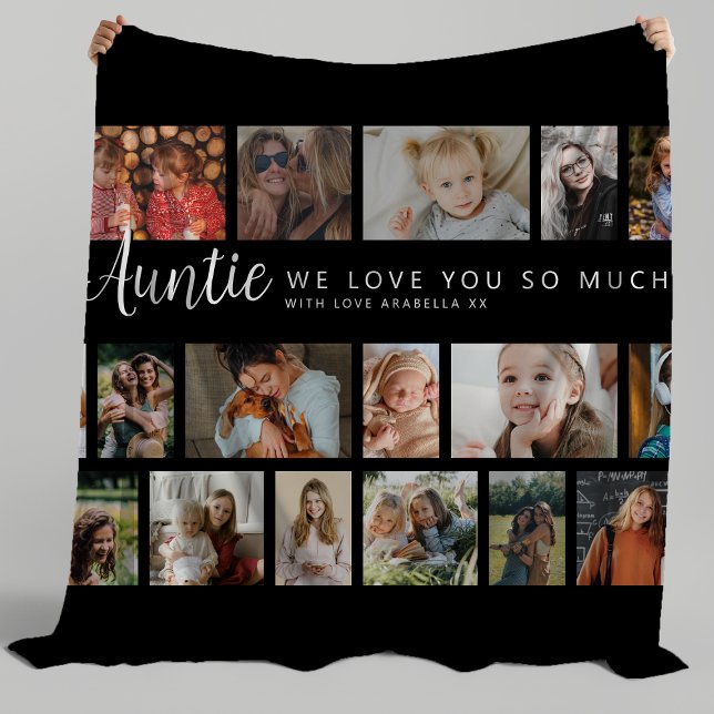 Custom Auntie 18 Photo Collage Fleece Blanket (Creator Uploaded)