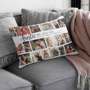 Custom Auntie 18 Photo Collage Lumbar Cushion