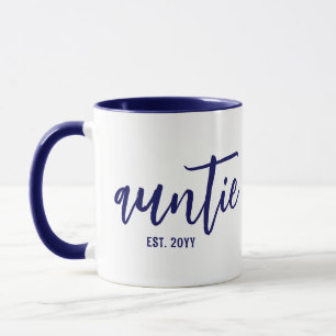 Custom Auntie Est. Modern Brush Script Typography Mug