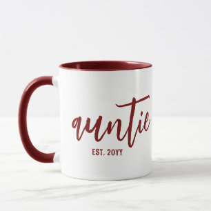 Custom Auntie Est. Modern Brush Script Typography Mug