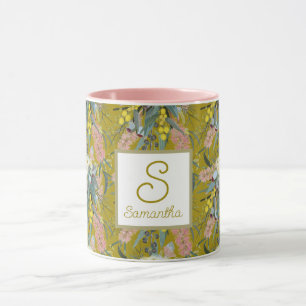 Custom Aussie Native Bush Blooms Mustard Yellow Mug