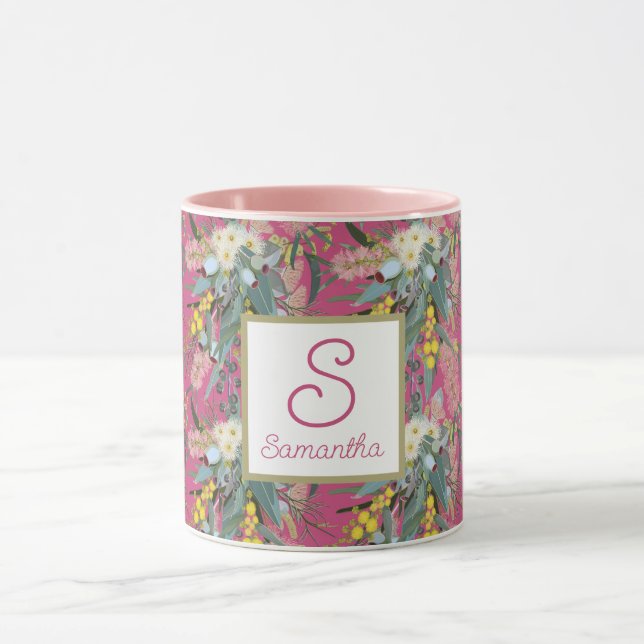 Custom Aussie Native Bush Blooms Pink Mug (Center)