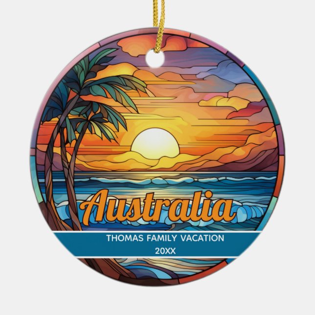 Custom Australia Beach  Ceramic Ornament (Front)