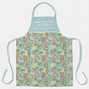Custom Australian Bottlebrush Country Garden Blue Apron