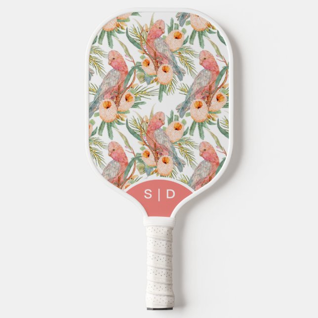 Custom Australian Galah Floal Pickleball Paddle (Front)