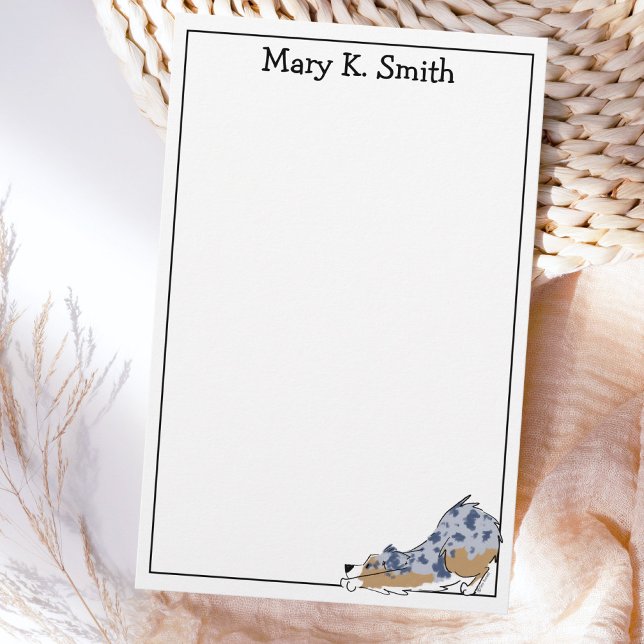Custom Australian Shepherd Cute Dog Art Stationery (Creator Uploaded)