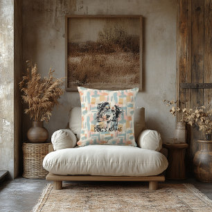 Custom Australian Shepherd Portrait Abstract Back Cushion