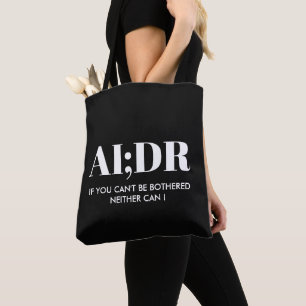 Custom Author Black Anti AI Books AI;DR  Tote Bag