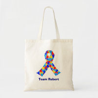Custom Autism Awareness Ribbon Blue Team Name
