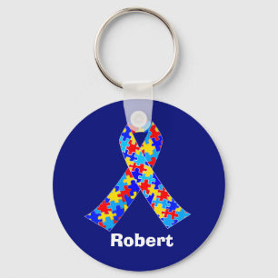 Custom Autism Awareness Ribbon Key Ring