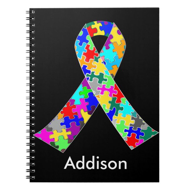 Custom Autism Awareness Ribbon Notebook (Front)