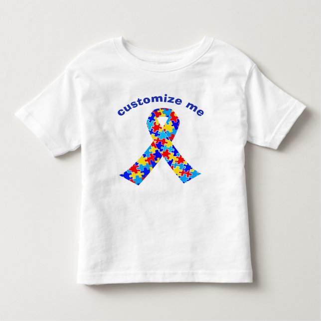 Custom Autism Awareness Ribbon Puzzle Piece Toddler T-Shirt (Front)