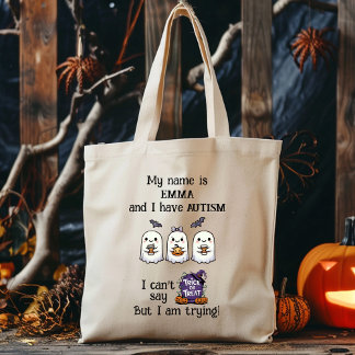 Custom Autism Awareness Trick or Treat Halloween Tote Bag