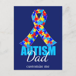 Custom Autism Dad Blue Ribbon Postcard