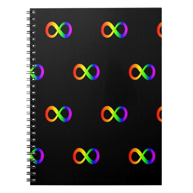 Custom Autism Infinity Rainbow Symbol ID ALERT Notebook (Front)