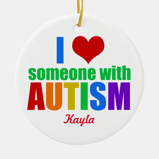 Custom Autism Love Ceramic Tree Decoration (Front)