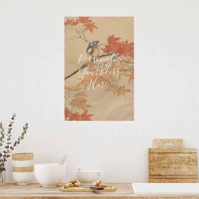 CUSTOM Autumn Bird & Fall Leaves Print by Imao  (Kitchen)