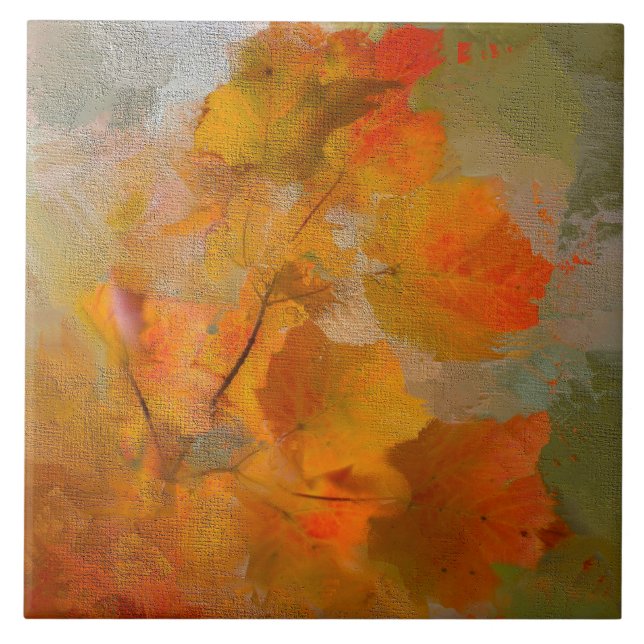 Custom Autumn Leaves  Ceramic Tile (Front)