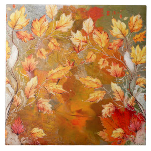 Custom Autumn Leaves Ceramic Tile