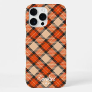 Custom Autumn Pumpkin Orange Brown Tartan Pattern iPhone 16 Pro Max Case