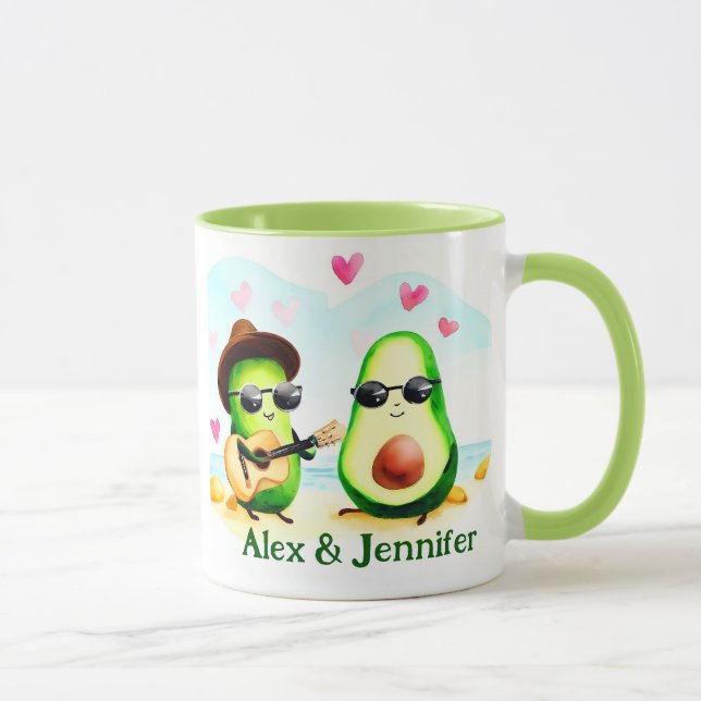 Custom Avocado Couple Names Personalised Mug (Right)