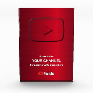 Custom award Play Button display plaque